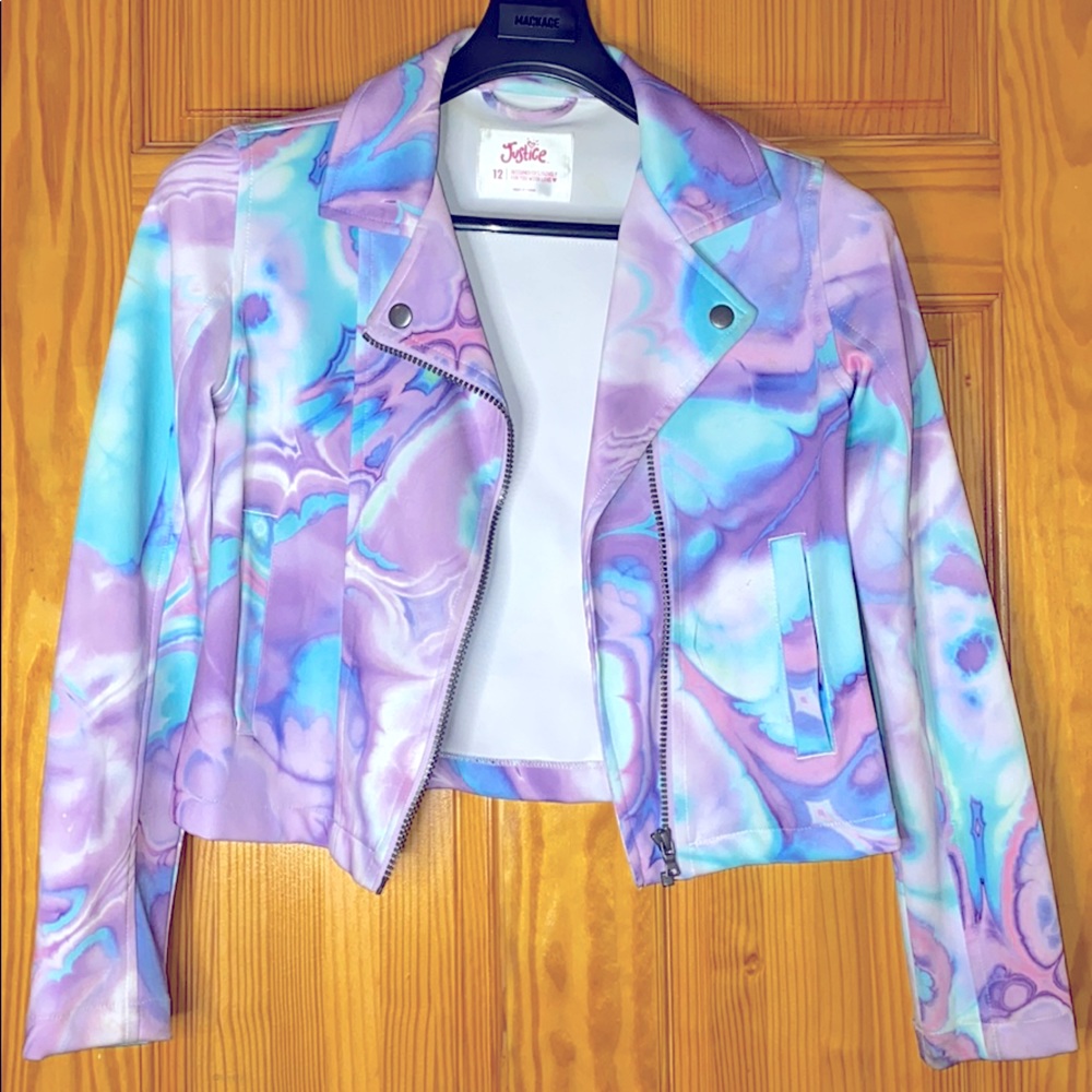 Big Girls Tie Dye Blazer Purple & Blue Size 12